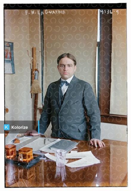 [colorized] Fiorello H. DeLaguardia (1882-1947) in 1929 at age 46 