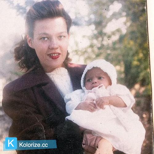 [colorized] Me as a baby with my mother