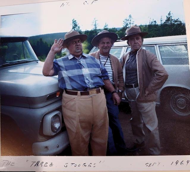 [colorized] The Three Stooges visiting Yellowstone in 1969.