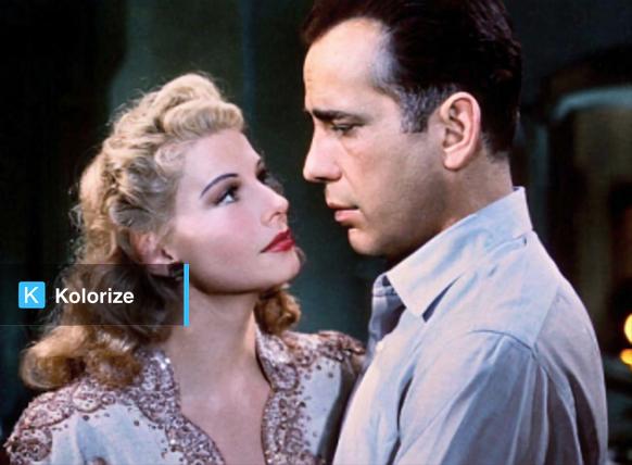 [colorized] Irene Manning,  Humphrey Bogart, 1942