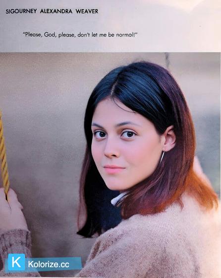 [colorized] Sigourney Weaver's high school yearbook picture, 1967.