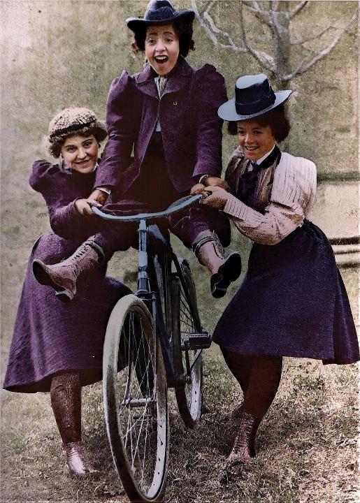 [colorized] Learning to ride a bicycle, 1895.