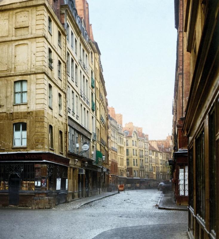 [colorized] Rue de la Ferronnerie c. 1865 Charles Marville (French, 1816–1879) France, 19th century