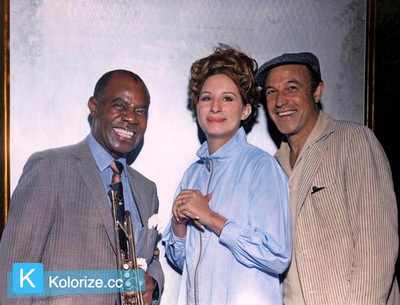 [colorized] Louis Armstrong, Barbra Streisand and Gene Kelly, 1969