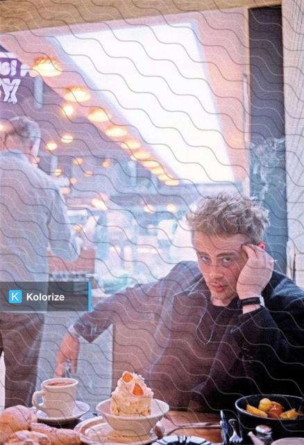 [colorized] James Dean photographed by Dennis Stock in New York City, 1955