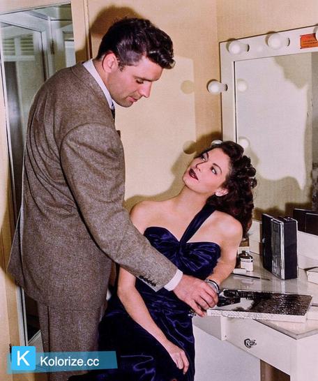 [colorized] Burt Lancaster and Ava Gardner during the filming of The Killers, released in 1946