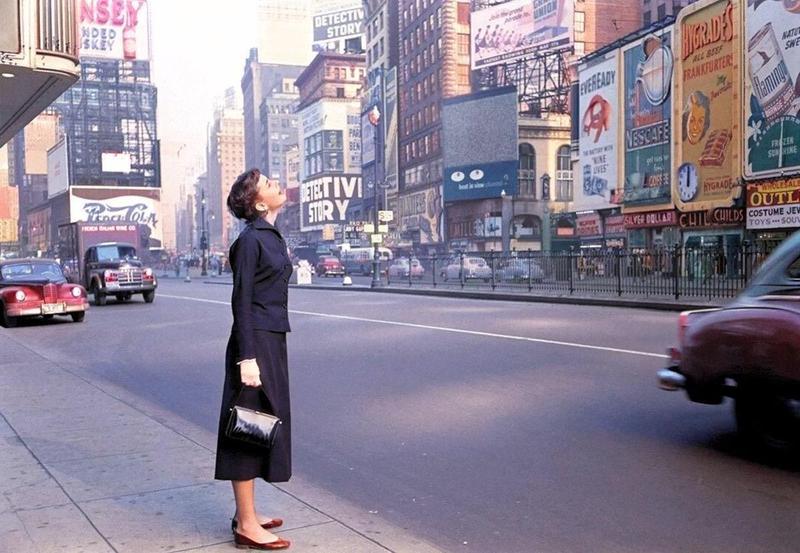 [colorized] audrey hepburn photographed by lawrence fried during the time she was starring in the broadway production of ‘gigi’ in new york city, 1951