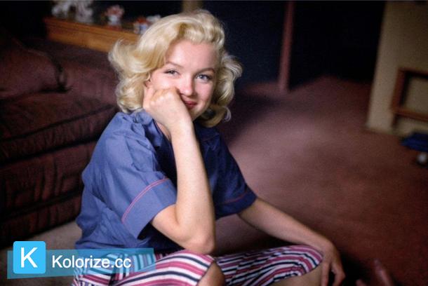 [colorized] Marilyn pictured by Milton Greene during a stay at studio exec Joseph Schenck’s Beverly Hills estate. 1953