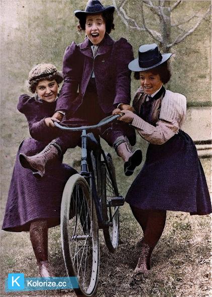 [colorized] Learning to ride a bicycle, 1895.