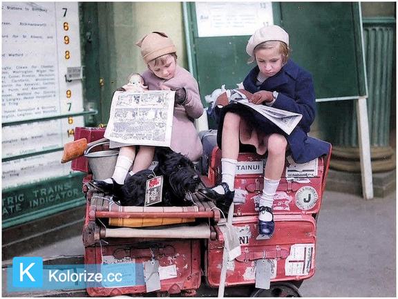[colorized] A photograph from Euston Station taken in 1935