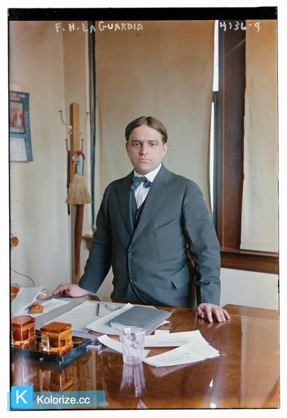 [colorized] Fiorello H. DeLaguardia (1882-1947) in 1929 at age 46 