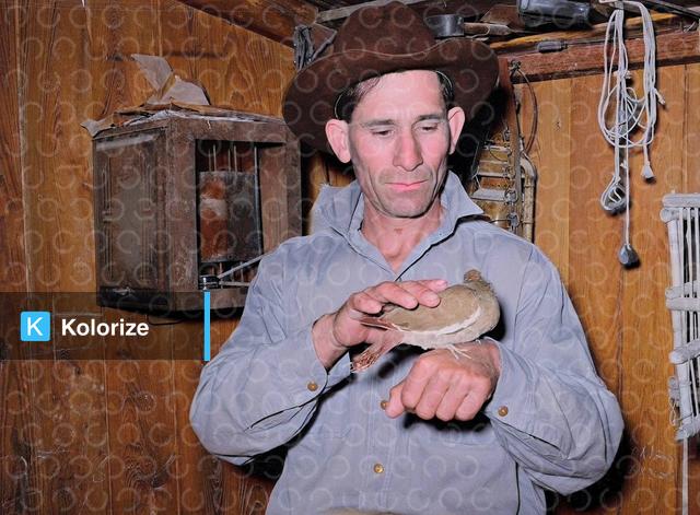 [colorized] A man and his white-winged dove in Crystal City, 1939.
Spectacular image from Russell Lee.