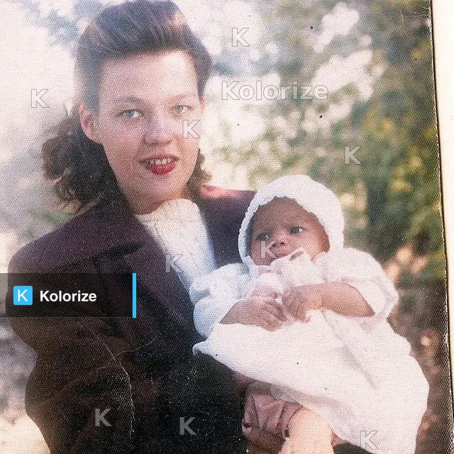 [colorized] Me as a baby with my mother