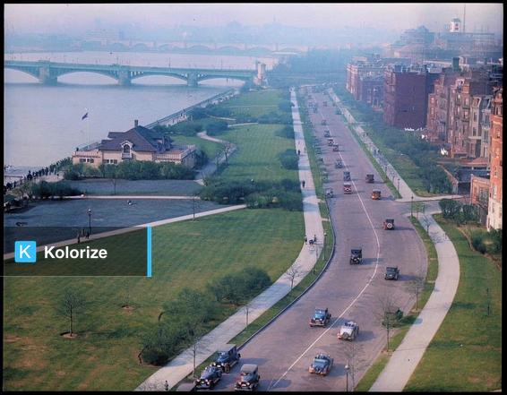 [colorized] Storrow Drive 1940s.