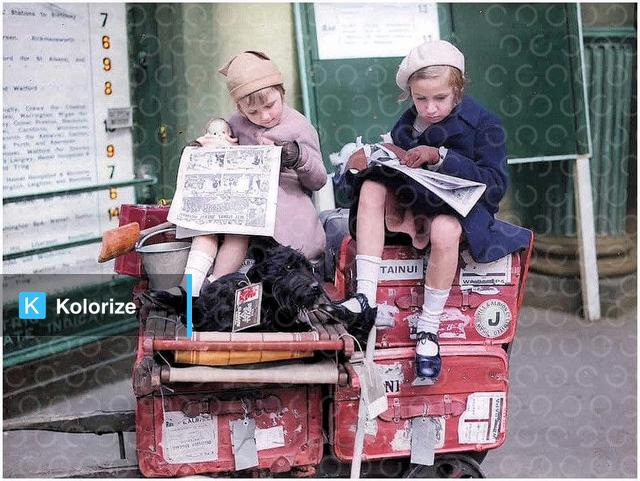 [colorized] A photograph from Euston Station taken in 1935