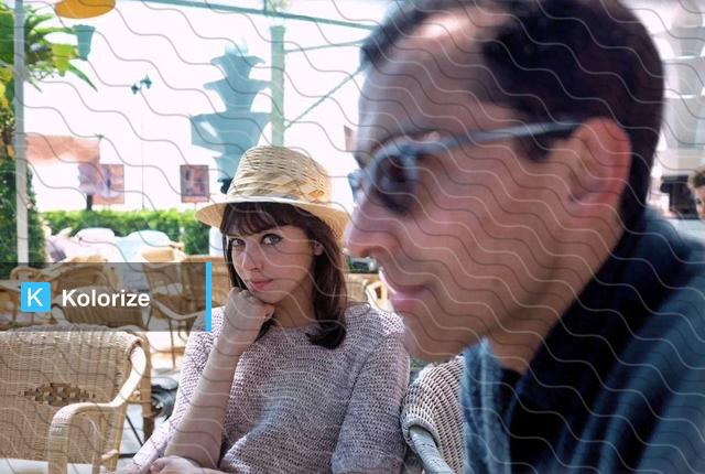 [colorized] Jean-Luc Godard and Anna Karina, Cannes Film Festival, 1960 