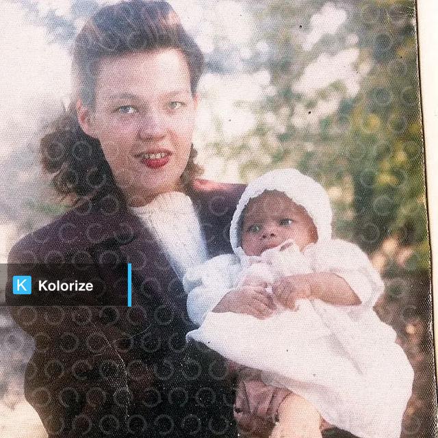 [colorized] Me as a baby with my mother
