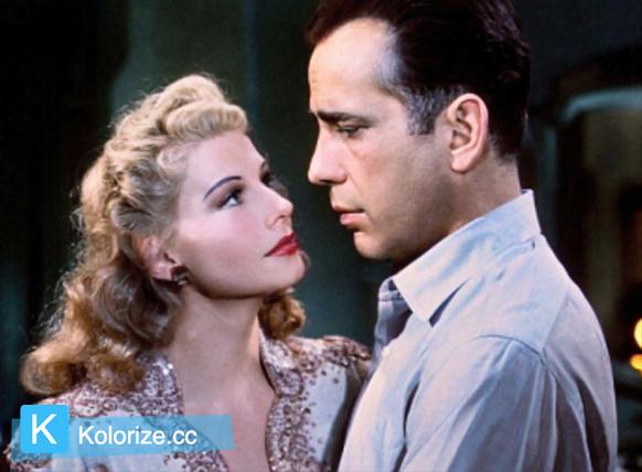 [colorized] Irene Manning,  Humphrey Bogart, 1942